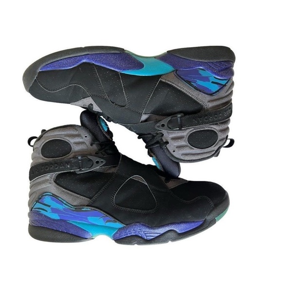 Rare JORDAN Multicolor, Men's 8 Retro GS Aqua Sneakers Size 10 - Picture 3 of 13